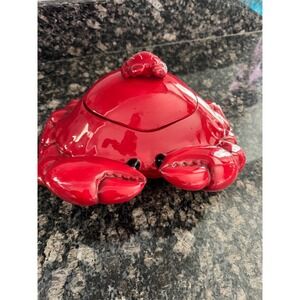 Vintage Red Sonoma Crab Cookie Jar Lidded Tureen Nautical Coastal Kitchen Decor